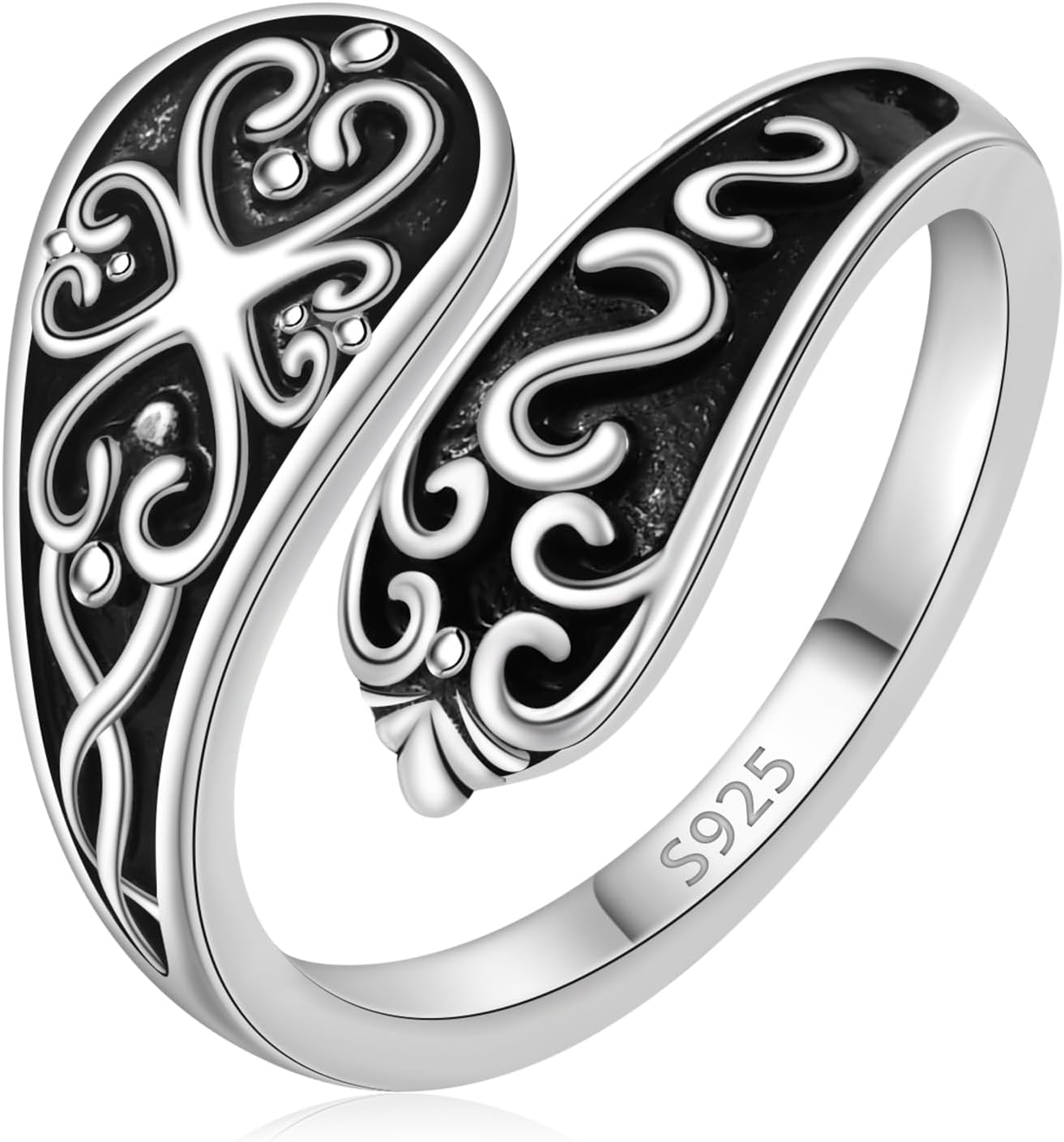 Spoon Rings for Women 925 Sterling Silver Sunflower Adjustable Thumb Spoon Rings Celtic Knot Promise Engagement Statement Boho Vintage Finger Open Antique Rings Jewelry