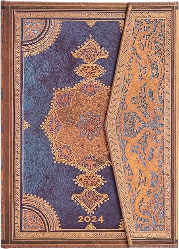 Paperblanks 12-Month Calendar 2024 Safavid Indigo Horizontal Midi (130 × 180 mm)