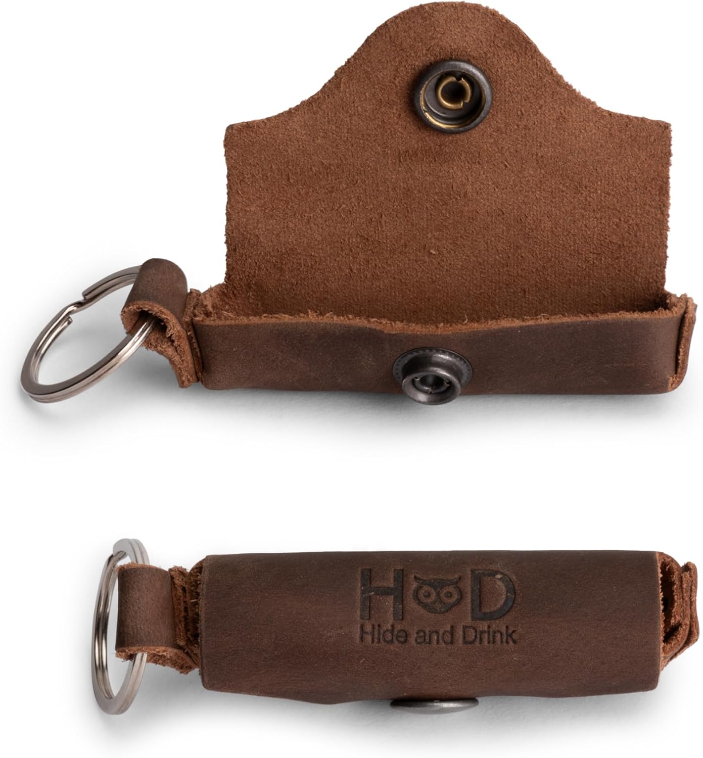 Hide & Drink, Lip Balm Keychain Holder, Lip Protection, Classic Vintage, Brass Metal Clasp, Full Grain Leather, Handmade