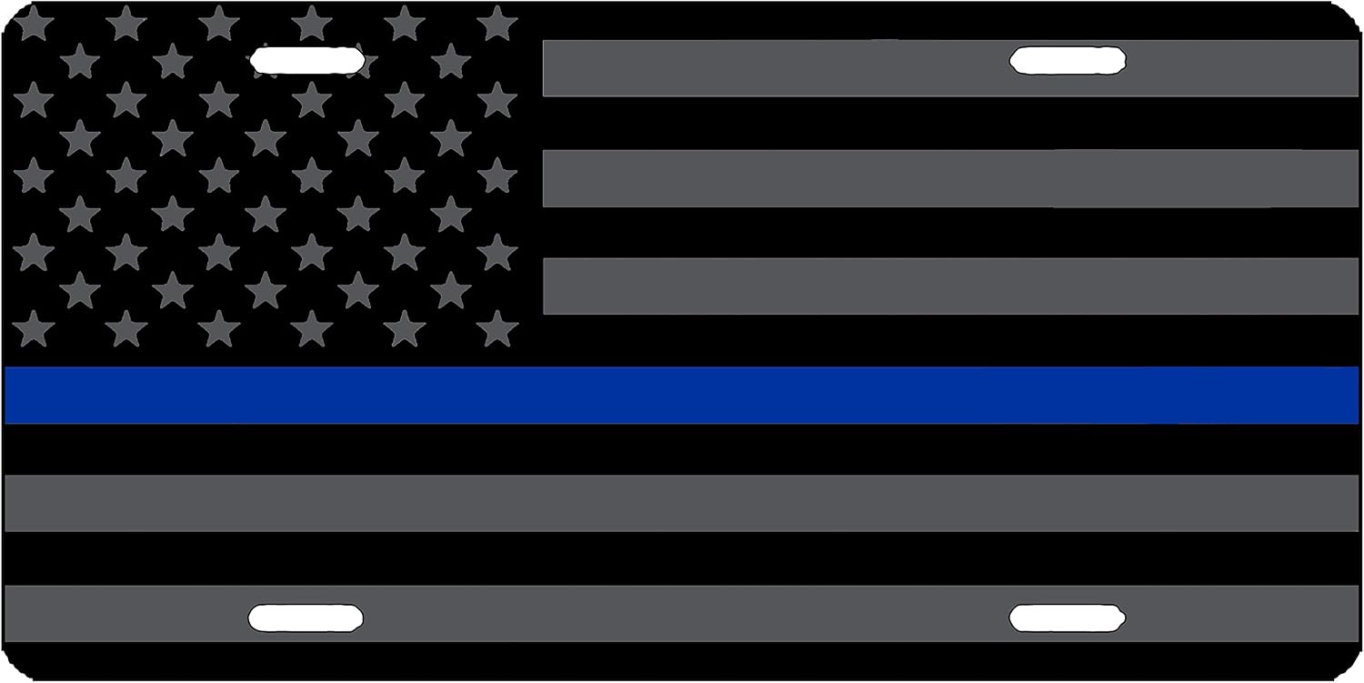 Thin Blue Line Blue Lives Matter Flag License Plate Novelty Auto Car Tag Vanity Gift for Police Officer