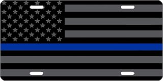Thin Blue Line Blue Lives Matter Flag License Plate Novelty Auto Car Tag Vanity Gift for Police Officer