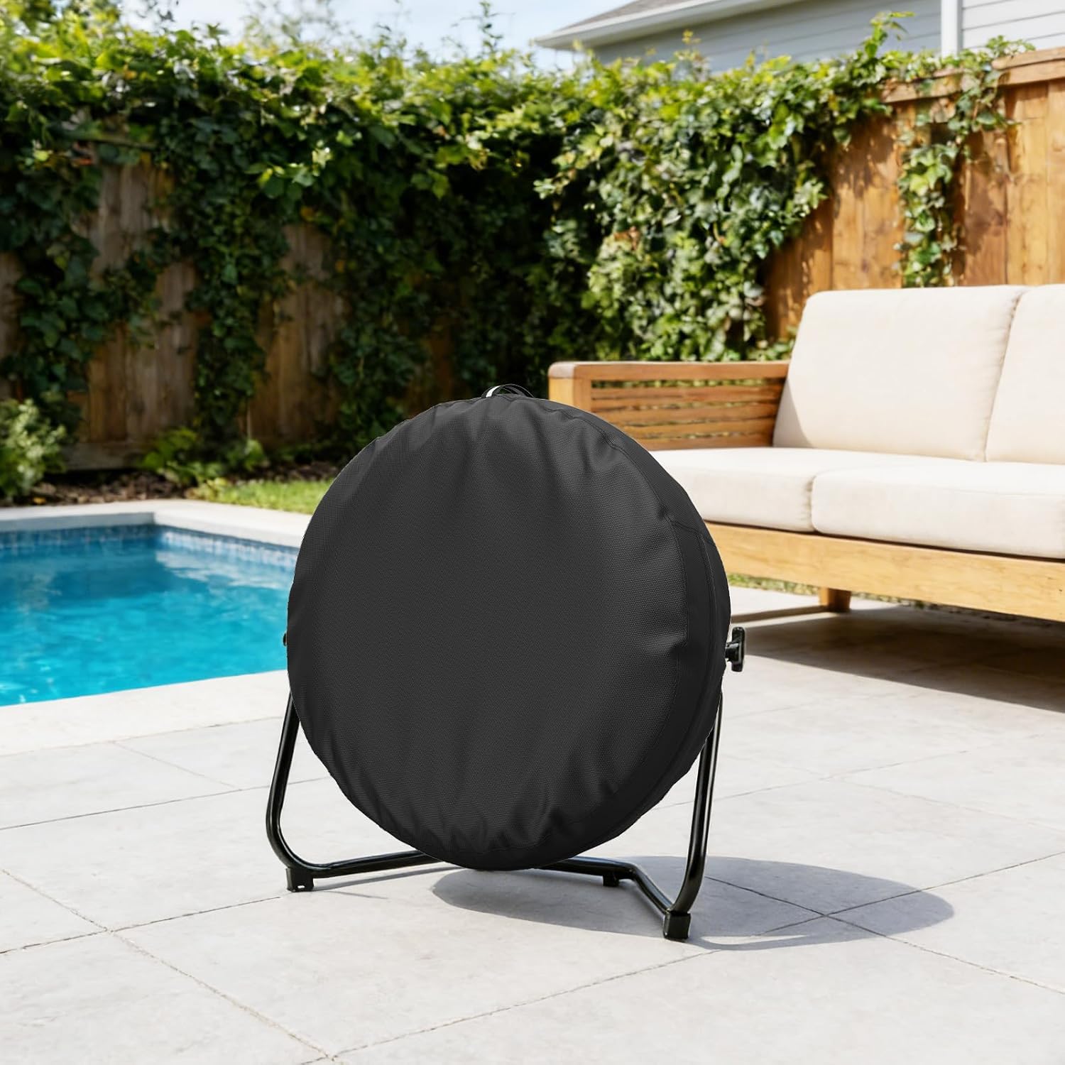 Wall Mounted Non Oscillating Fan Cover,Outdoor Waterproof Industrial Fan Protector Cover for Patios,Black 18-21 Inch