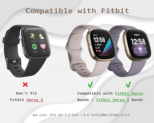 Miniatura 5 de Ginkgonut Hermosa correa deportiva delgada de silicona compatible con Fitbit Sense  Versa 3  Versa 4  Sense 2 bandas para mujer, correa de repuesto