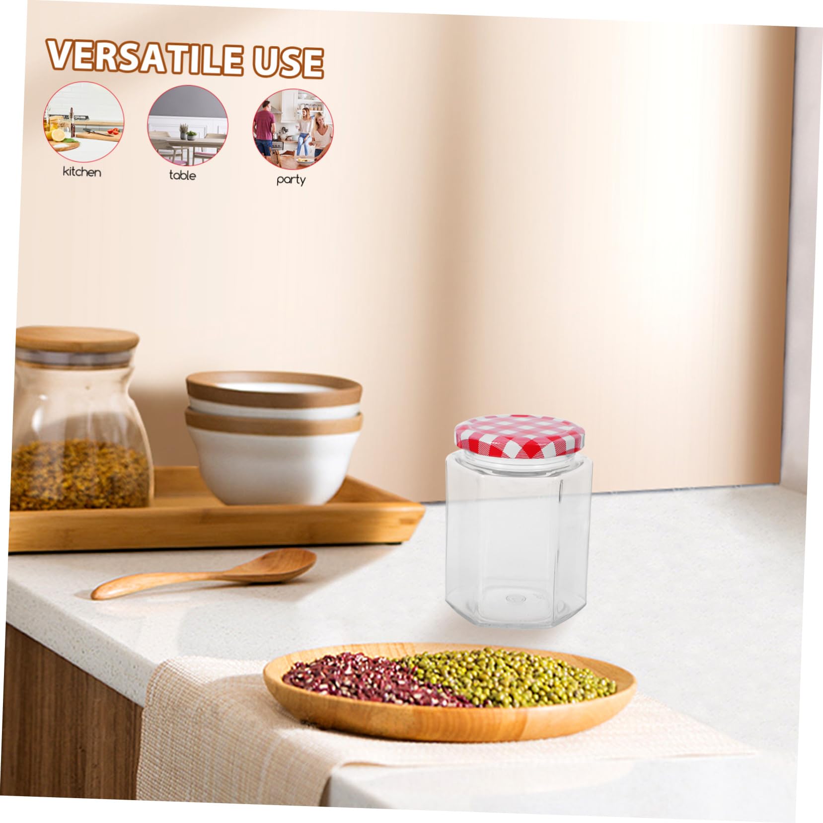 Mipcase Vasetti per Marmellata in Vetro Esagonali 6 Pezzi 250 Ml