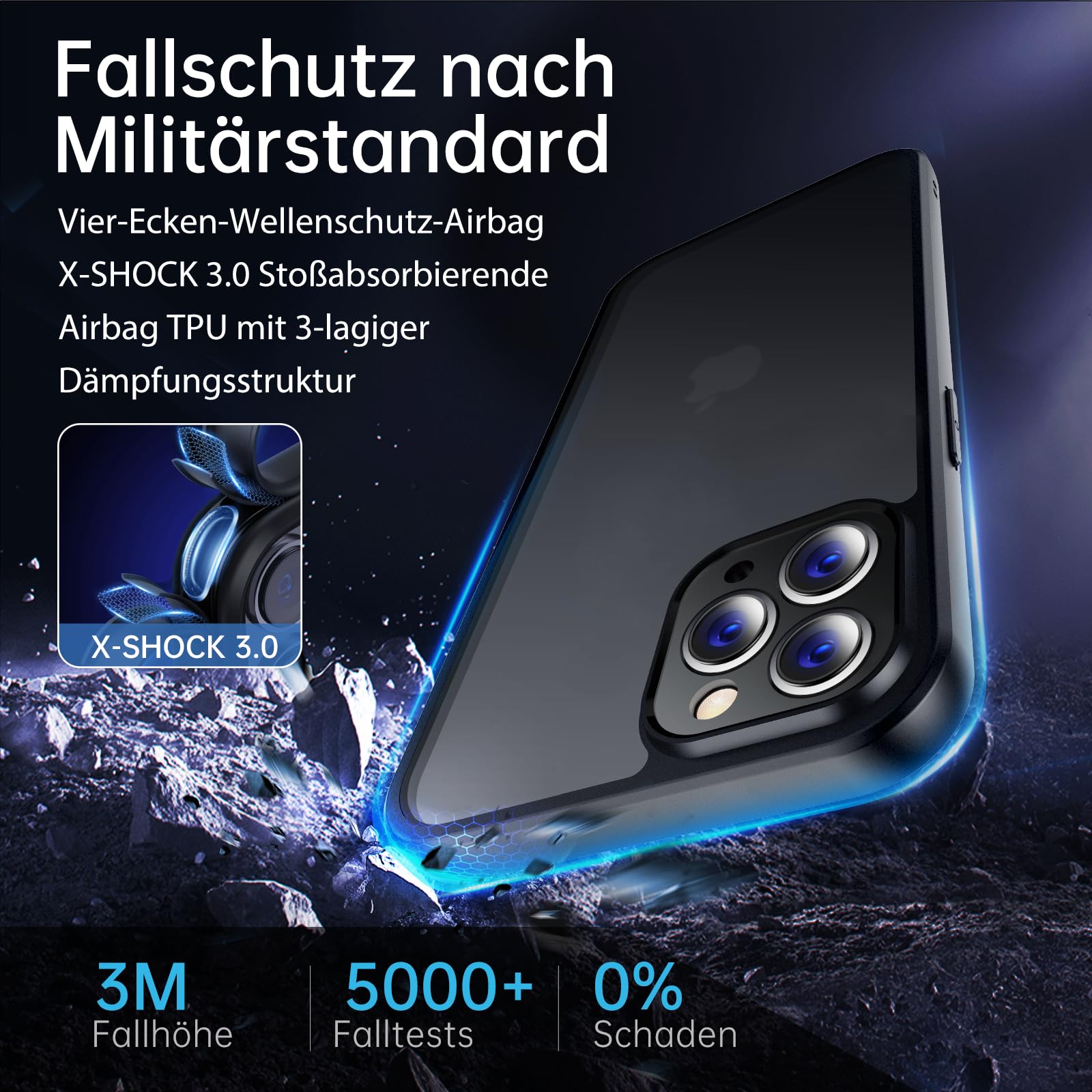 FLLAO Custodia per iPhone 11 Pro Max con 2 pellicole protettive e 1