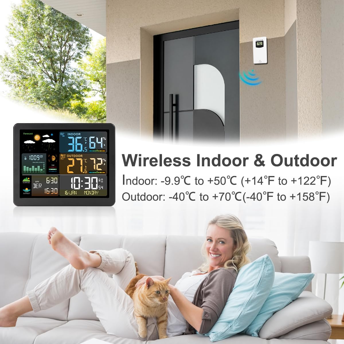 Newentor Draadloos weerstation met 3 buitensensor, indoor en