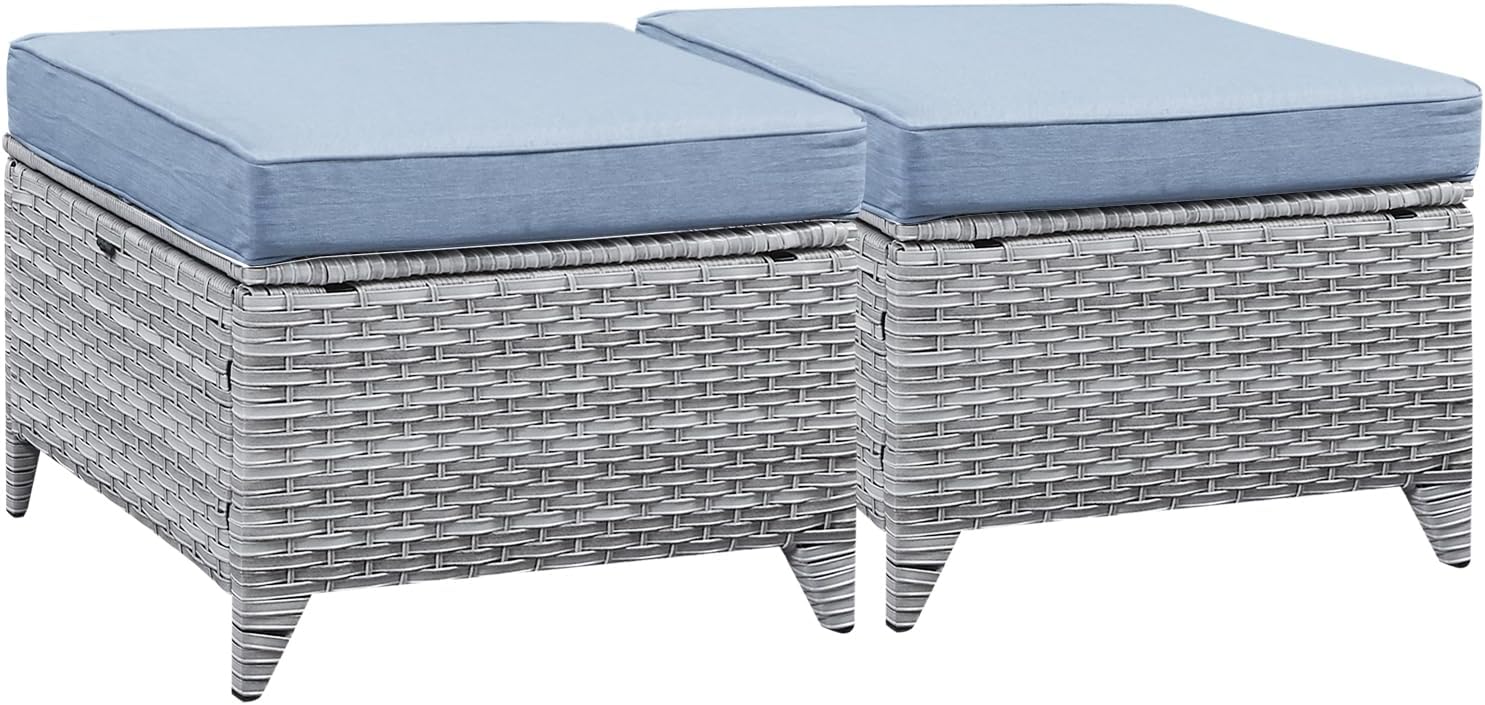 Amazon.com: Rilyson Outdoor Ottoman Wicker Patio Ottomans - 2 Piece ...
