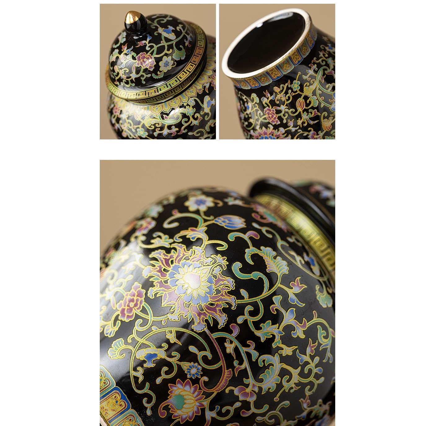 CMBSSTFC Zestaw do herbaty Emaliowany pojemnik na herbatę Pudełko z tkaniny Ceramiczny, odporny na wilgoć, szczelnie zamknię słoik Czarna herbata Zielona herbata Pachnący słoik do przechowywania