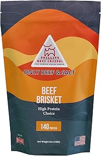 Phillips Beef Crisps - Brisket - Only Beef & Salt - Zero Carbs - Zero Sugar - High Protein Meat Snacks - 14g Protein