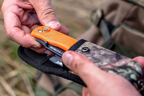 Miniatura 5 de OUTDOOR EDGE Razor-Lite Cuchillo de Caza Plegable  Hojas de Afeitar Reemplazables de 3.5, Mango de Goma Antideslizante, Seguridad de Bloqueo