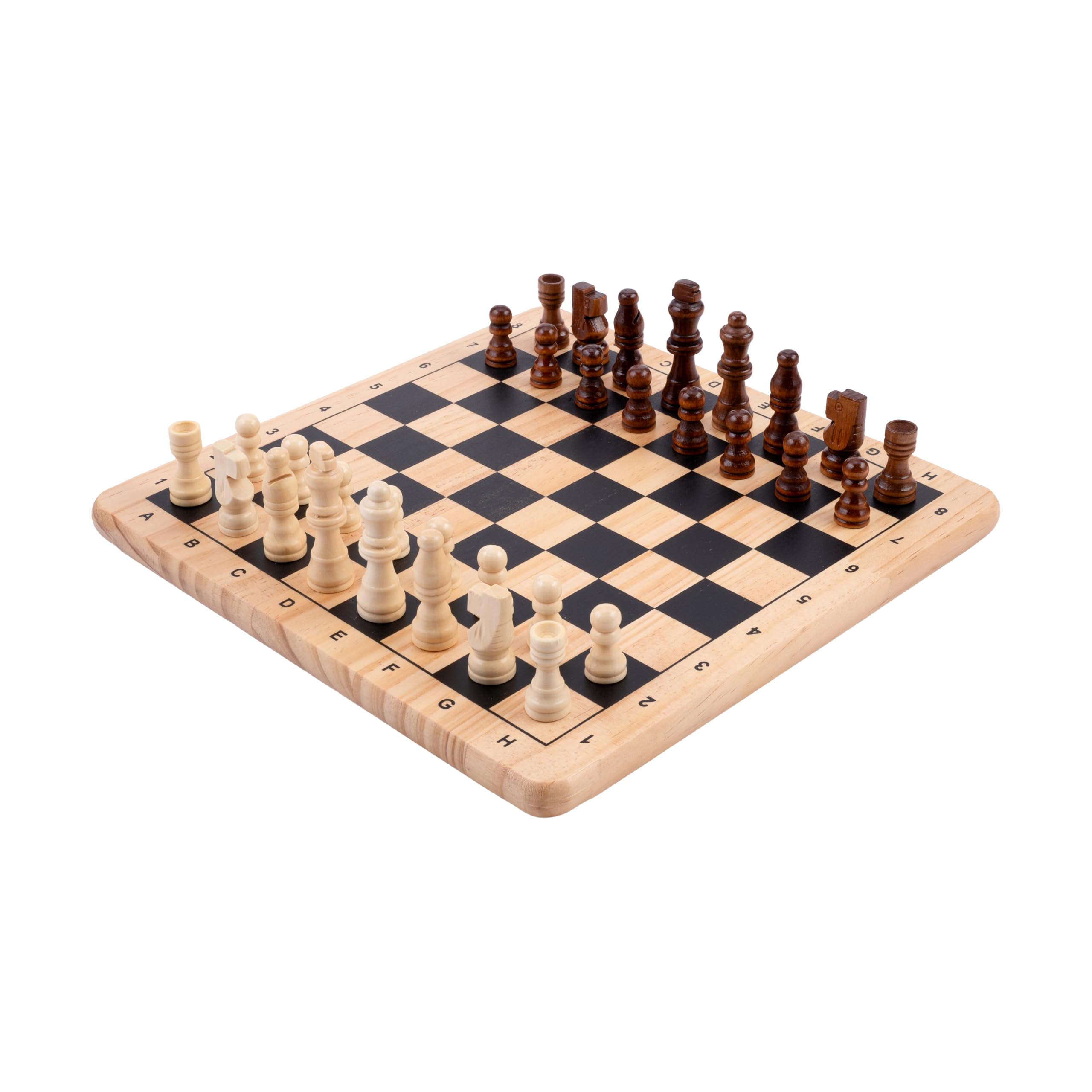 Engelhart - 150235 - Gra w Szachy z Drewna Brzozowego - Drukowana Szachownica - Klasyczne Gry Planszowe - 32 Figurki - Król 77 mm - 30 x 30 x 3 cm - Początkujący - 2 Graczy - Od 6 Lat