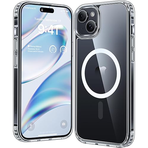 FNTCASE for iPhone 15-Plus Phone Case: for iPhone 14 Plus Case Military Shockproof Magnetic Cell Phone Cover, Anti Yellowing Drop Proof Protective Phonecase- 6.7 Inch (Clear)