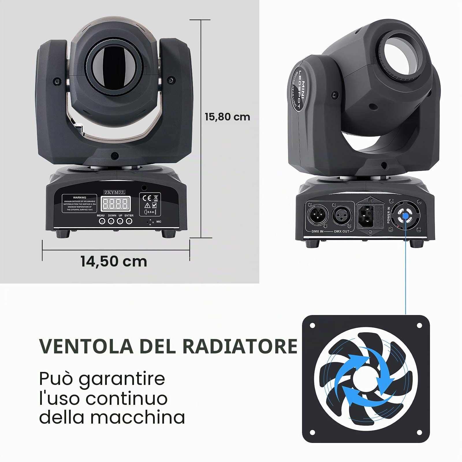 ZKYMZL Luci di testa in movimento 8 GOBO Rainbow DJ Lights Discoteca Lights 8 colori 9/11 canali strobo LED DMX512 Controllo per discoteca KTV Club Party