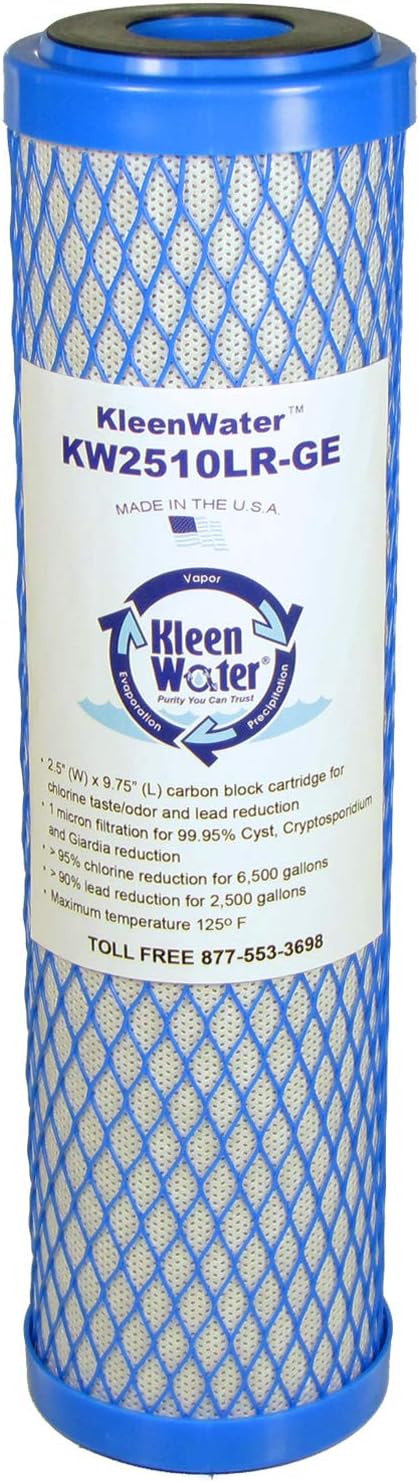 KleenWater Carbon Block Water Filter Replacement Cartridges, Compatible with OmniFilter CB1 and CB3, Made in the USA, Pack of 3