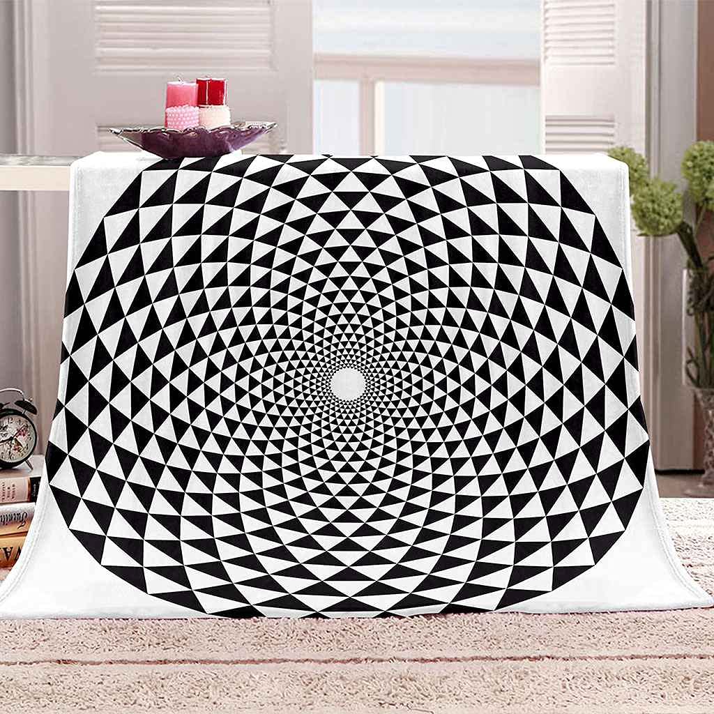 Couverture microfibre douce et confortable motif noir et blanc pour cocooning absolu