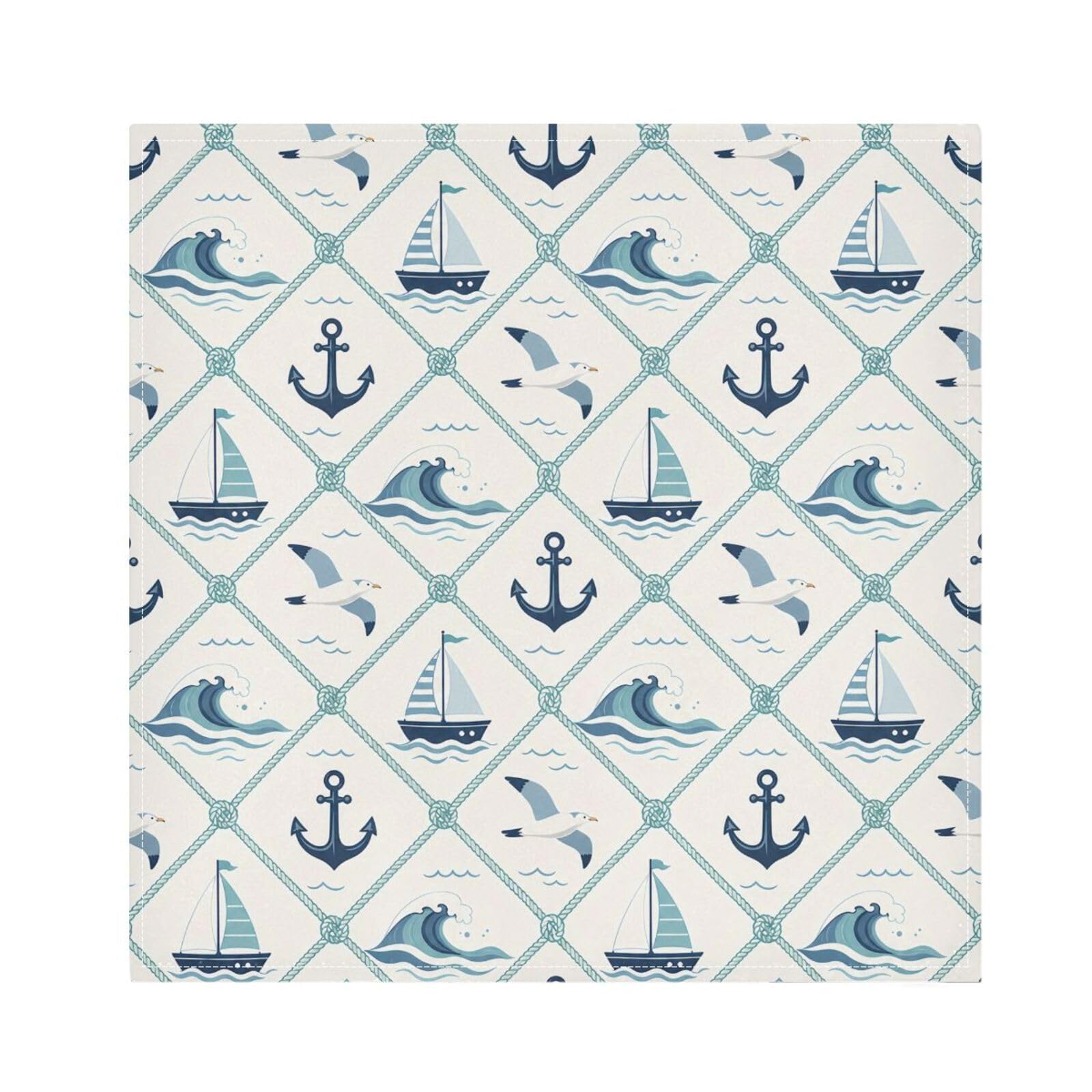 Ttgoth Rope Anchors Cloth Napkin Set of 6 Washable & Reusable Dinner Napkins for Dining Table, Banquets, Wedding, Party, 50x50 cm