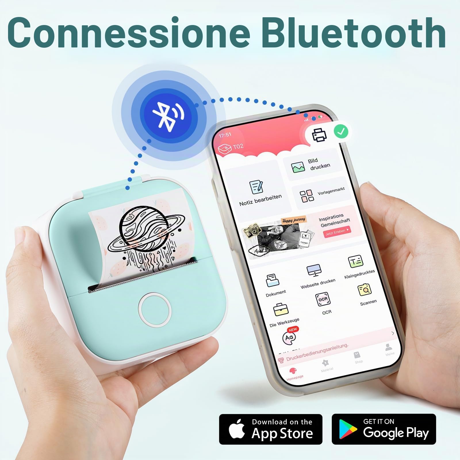 Mini stampante Print Pod, Stampante fotografica per telefono, Etichettatrice