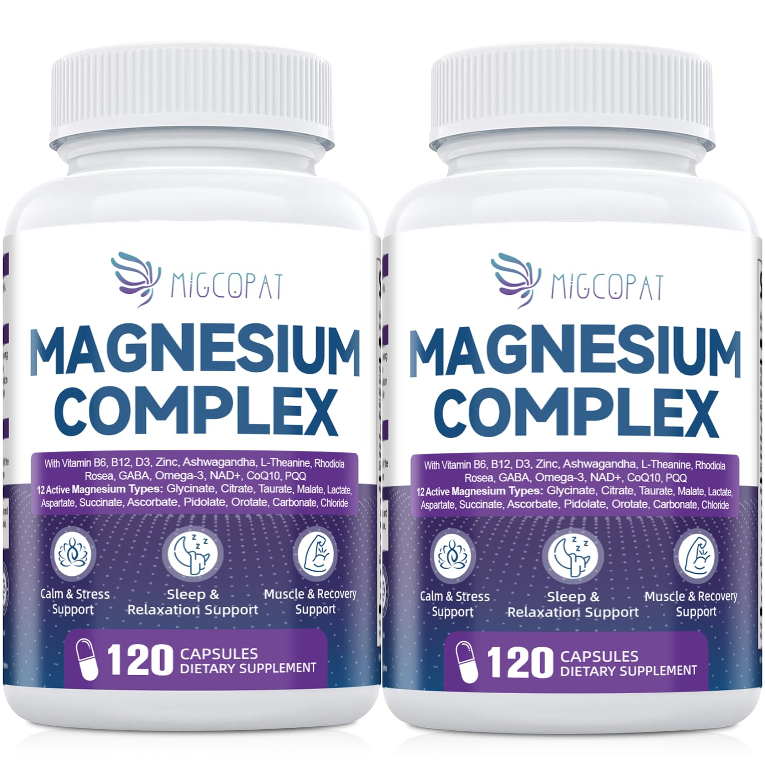Migcopat Magnesium Complex for Women Men w/Magnesium Glycinate, 120 Caps — Amazon image 12