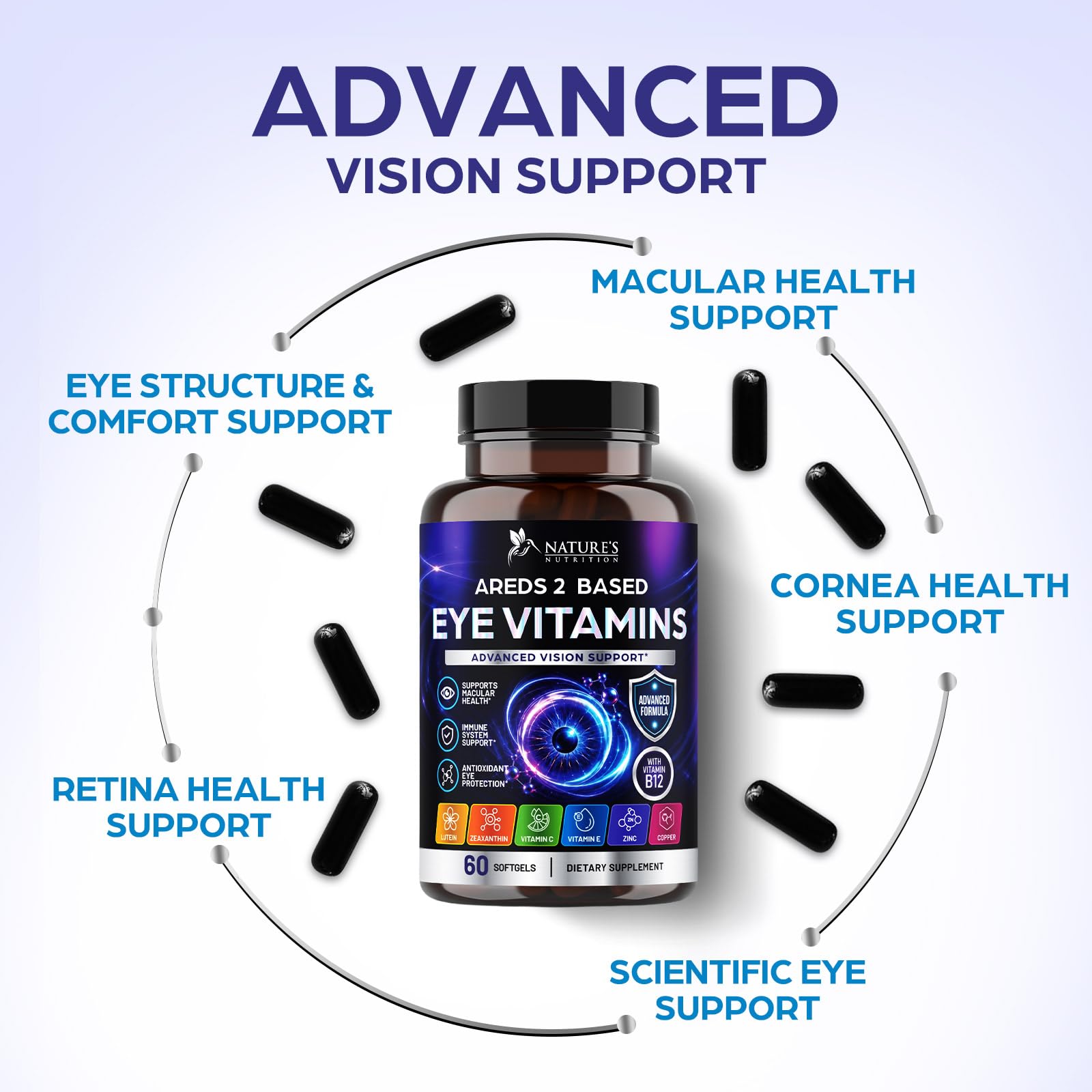 Eye Vitamins Supplements - Natural Eye Health Vitamin with Lutein and Zeaxanthin - Vision Macular Health for Seniors - Advanced Eyes Support with Zinc, Vitamin C & Minerals, USA Bottled - 60 Capsules — Amazon image 6