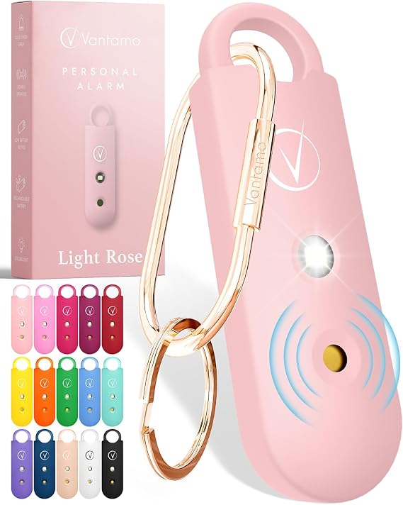 Vantamo Alarma Personal para Mujeres 130dB con Doble Altavoz, Luz Estroboscópica…