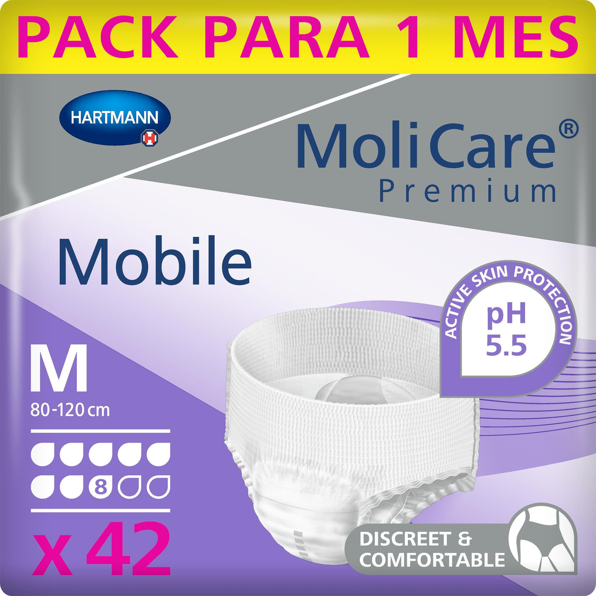 MoliCare Mobile: Pañales para Adultos con Incontinencia Severa, Ropa Interior Absorbente para Hombres y Mujeres, talla M, 8 Gotas, 14 unidades - Pack de 3