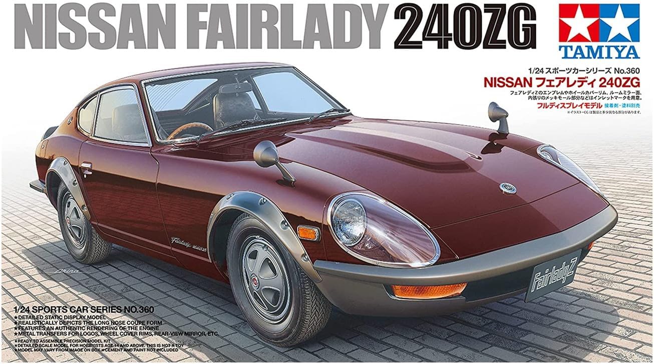 Tamiya 24360-000 24360 1:24 Nissan Fairlady 240ZG Faithful Replica, Model Making, Plastic kit, Crafts, Hobby, Model kit, Assembly, unpainted