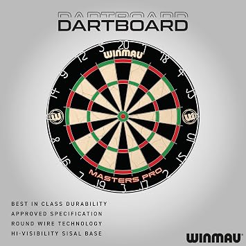Winmau Darts - マスターズプロプレミアムブリストルダーツボードセット - ダーツボード、ダーツ、フライト、シャフト、オーチェストリップを含む - プロフェッショナルスチールチップダーツボードセット 大人用