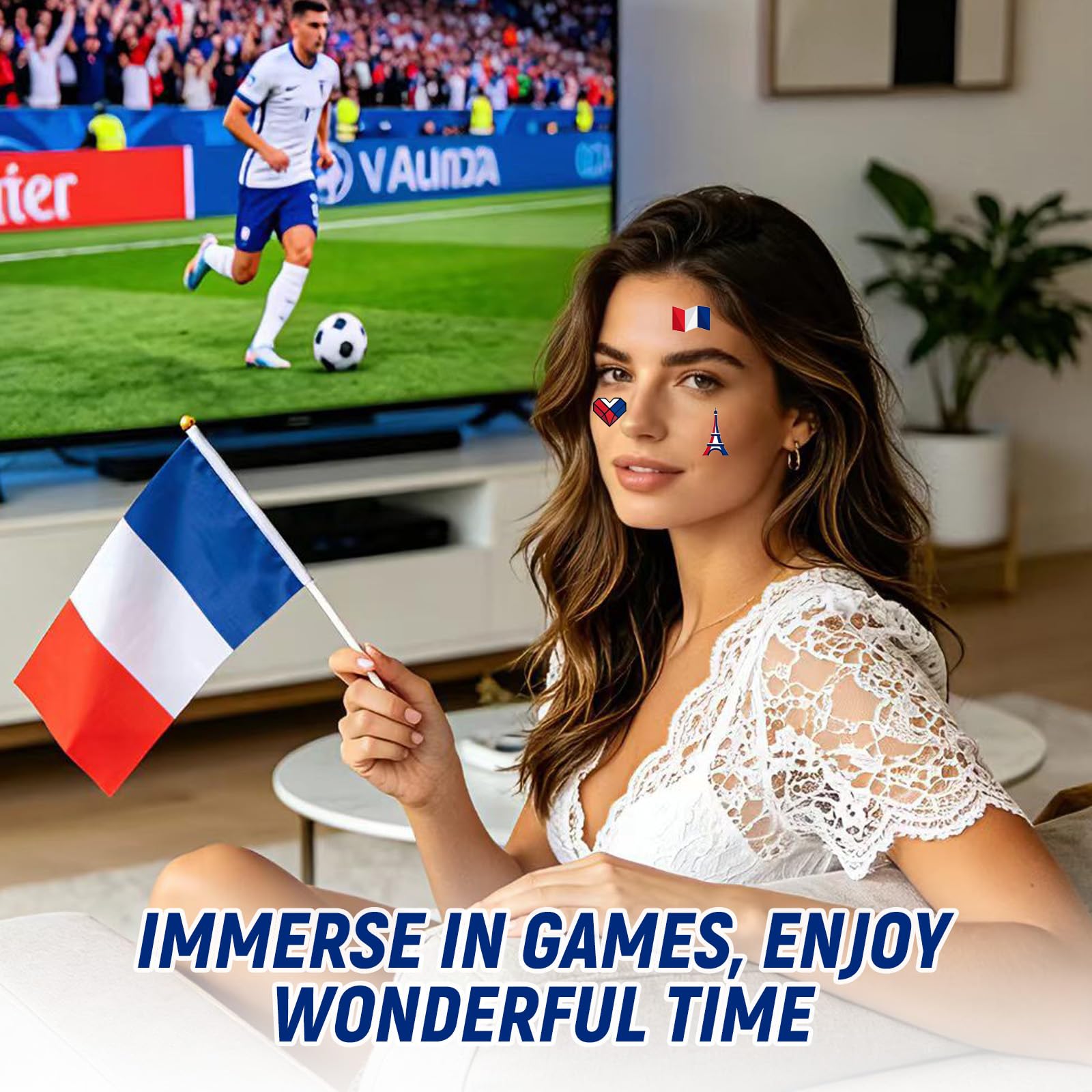 9 Stickers 2026 Drapeau Français – Décorations Françaises, Stickers Éphémères Imperméables Pour Le Visage, Coupe Stickers Pour Foot, Eurovision