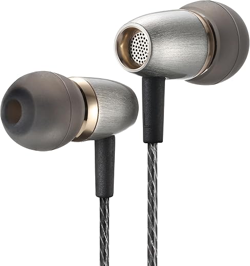 Betron in-Ear Headphones with Microphone – Extra S/M/L Noise Isolating Earbud Tips, Carry Case, Tangle-Free Cable, Wired 3.5mm Connection