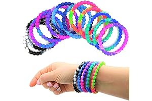 Zugar Land Colorful Tie Dye Silicone Beaded Bracelets (12 Pack)