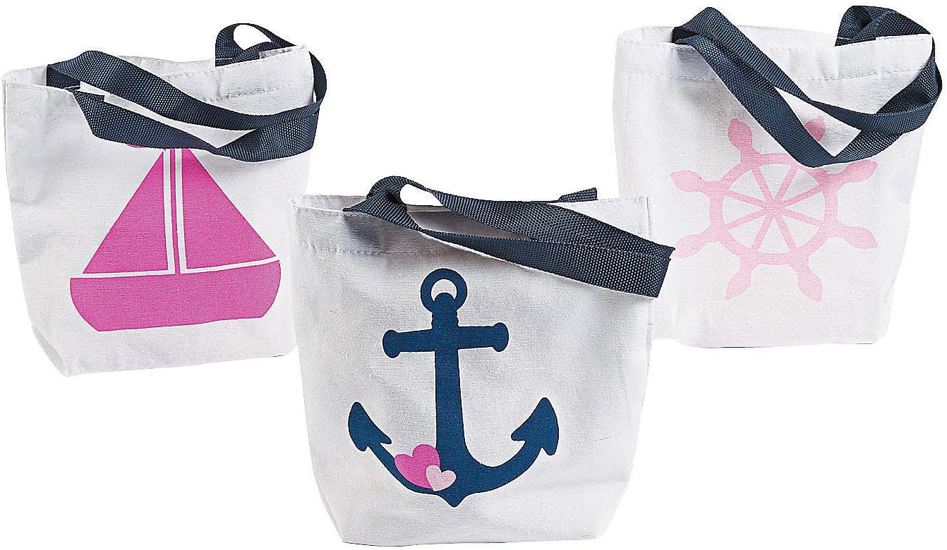Fun ExpressNautical Girl Tote Bags for Birthday - Apparel Accessories - Totes - Novelty Totes - Birthday - 12 Pieces