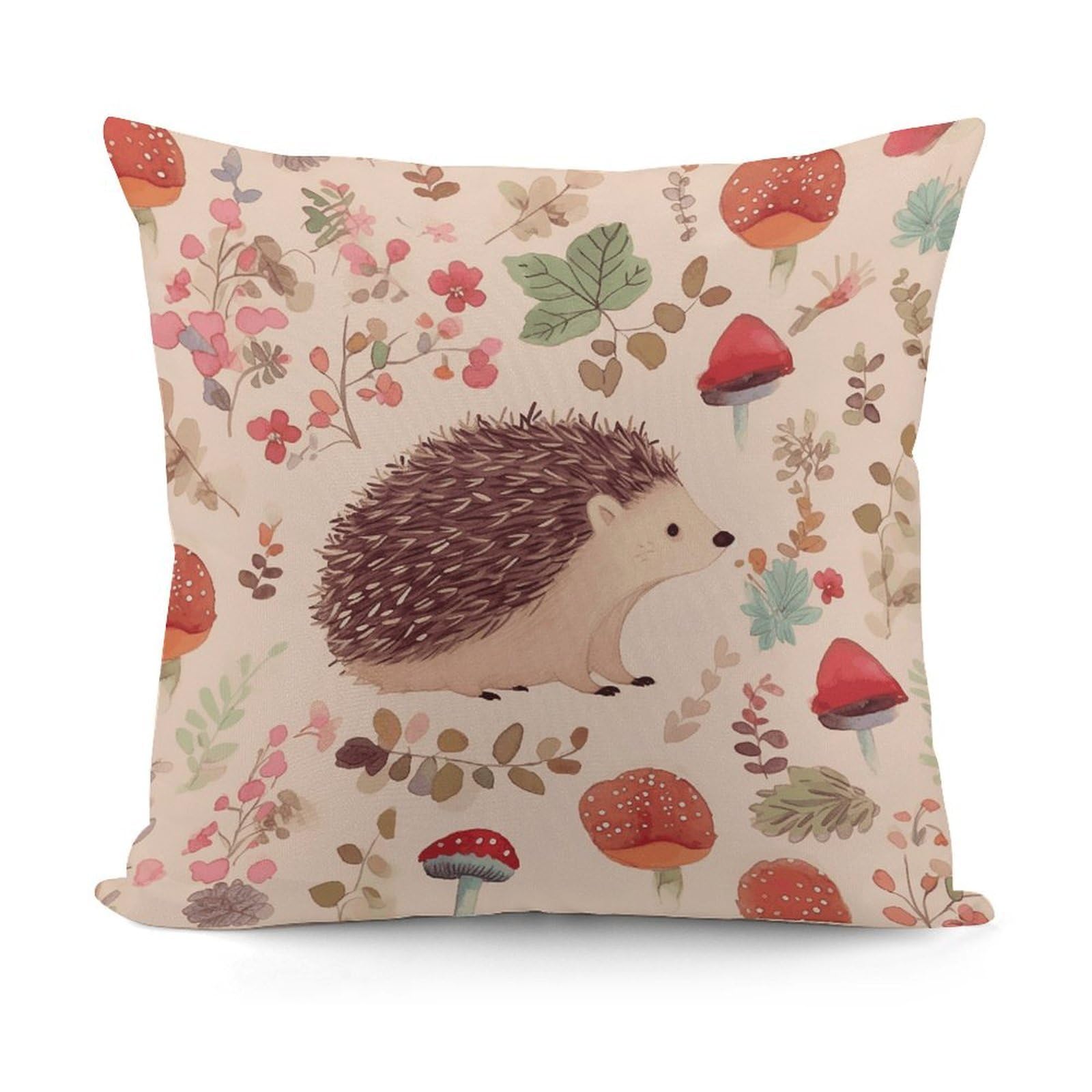 VstaDank Lovely Hedgehog Throw Pillow Covers Fade-Resistant Plush Pillow Case Cozy Square Cushion Case Removable Pillowcase Exquisite Pillow Shams Soft Pillow Protector 18"x18"