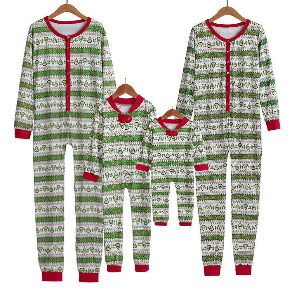 Zilosconcy matching family pajamas jumpsuit,best christmas , Family Unisex Matching Xmas Plus Size Pajamas Set Women Kid Adult button down Nightshirt Sleepwear Nightwear Outfits Set