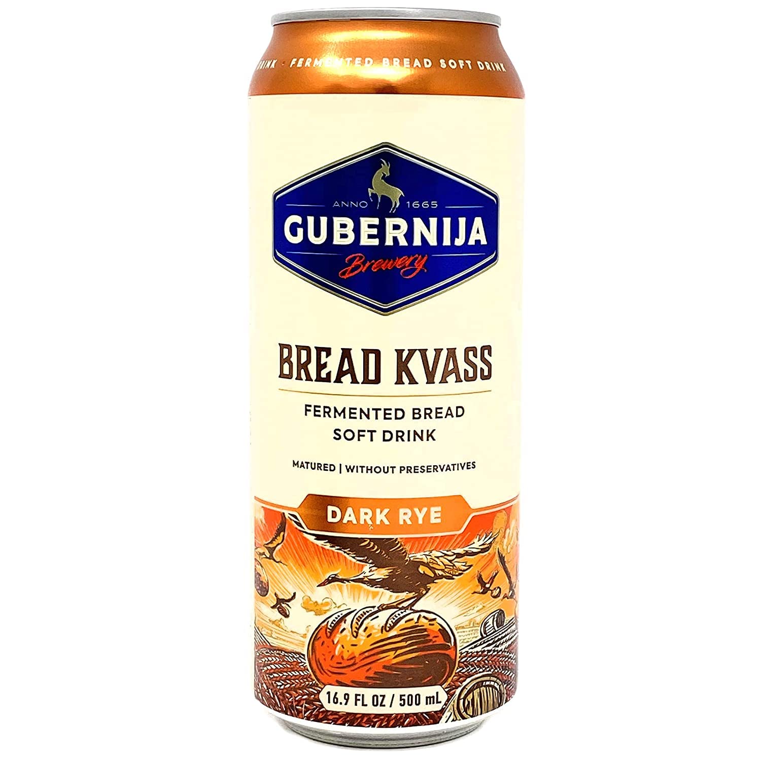 Gubernija Dark Kvass 16.9 fl oz ~ 500 ml (Pack of 24 Cans), 24 Pack, 28.5 pounds, 24.0 Count