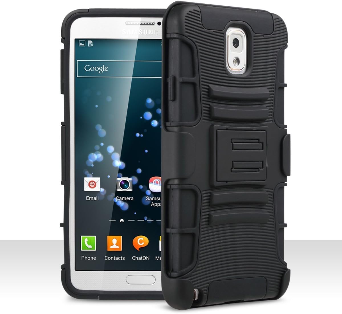 ULAK Note 3 Case, Galaxy Note 3 Case - Shock Absorption Slim Hybrid Holster Case Cover w/Kickstand and Belt Clip for Samsung Galaxy Note 3 N9000 (Black/Black)