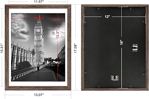 Miniatura 2 de Soonrada Marcos rústicos de 12 x 16 pulgadas para mostrar fotos de 11 x 14 pulgadas con paspartú o de 12 x 16 pulgadas sin paspartú, marco de fotos