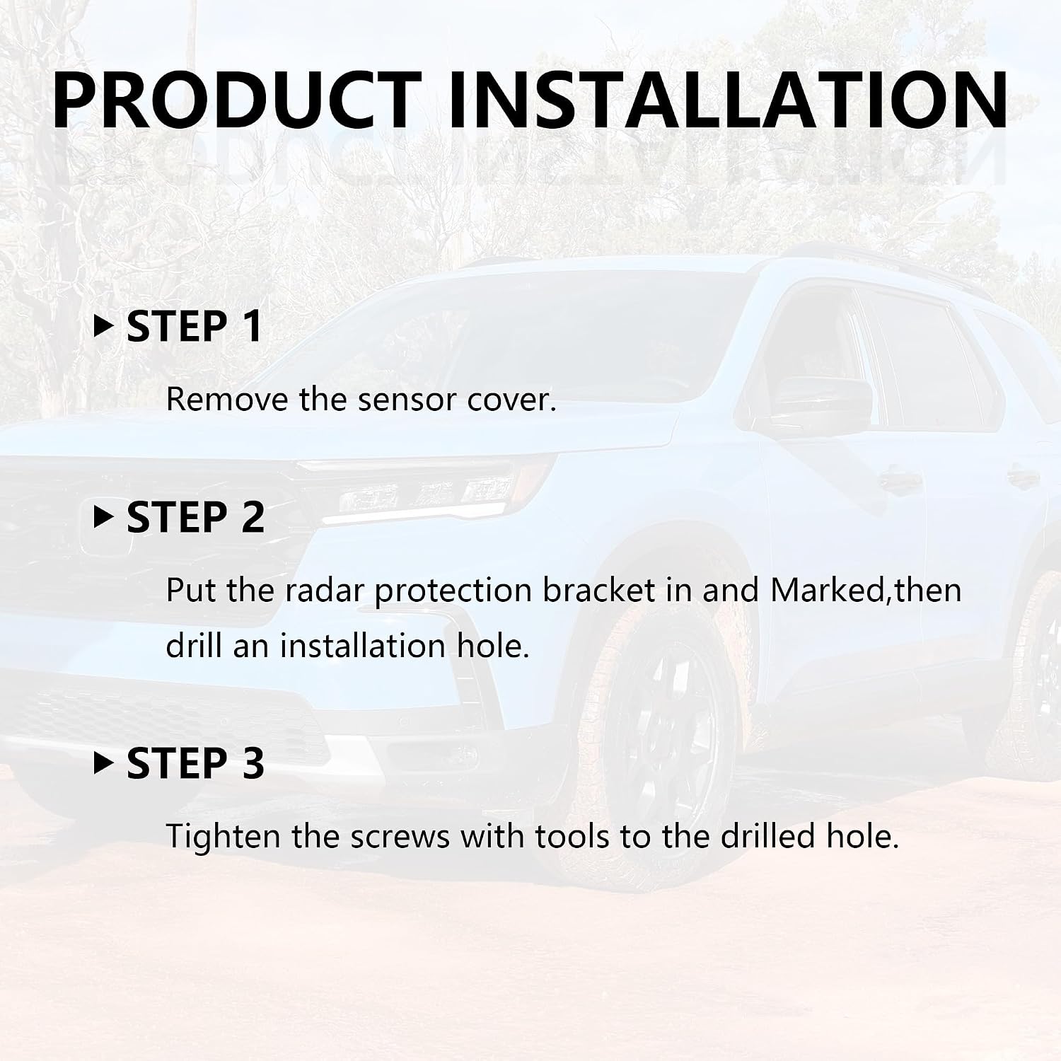 Radar Sensor Protector Cover Compatible with Honda Pilot 2023-2025,Anti-Theft Guard for Front Radar Distance Sensor(Black)