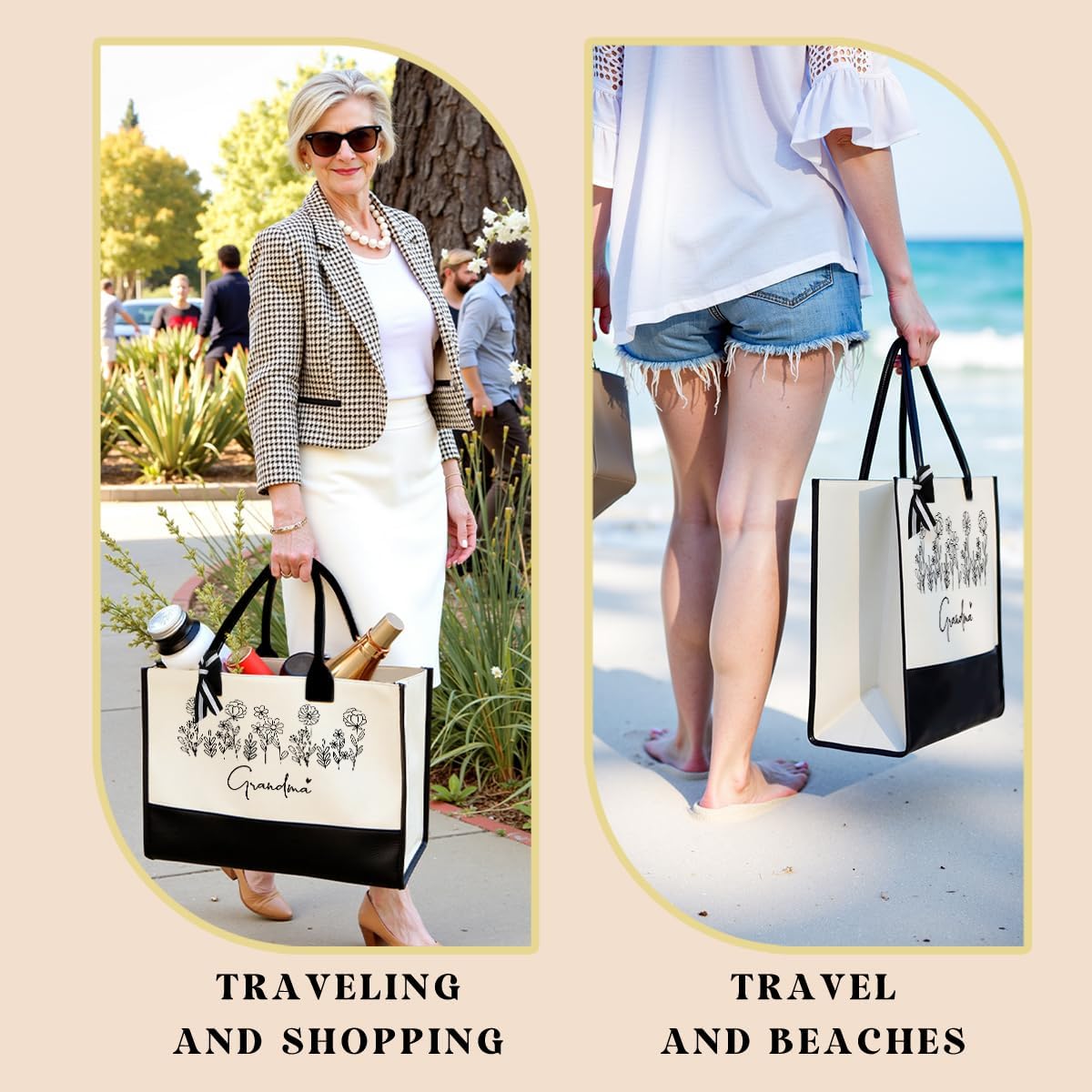 Mothers Day Gifts Grandma Mimi Gigi Mamaw Memaw Abuela Gifts Tote Bag for Women Female Holiday Vacation Beach Bag image 5