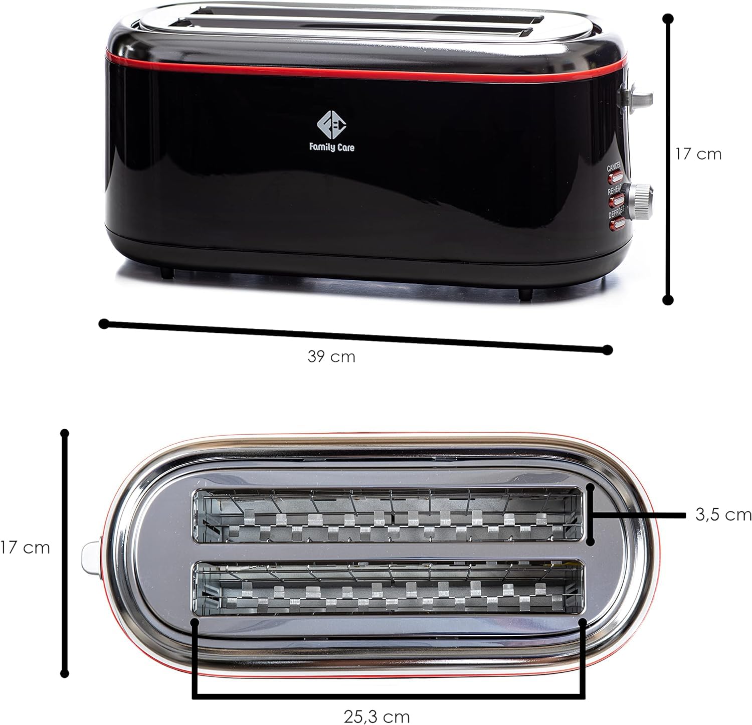 Tostapane Family Care Fetta Lunga 1300W - 4 Fette, 7 Livelli Tostatura, Vassoio Briciole, Acciaio Inox - Foto 12