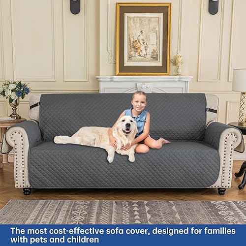 Vista 105 de XINEAGE Funda reclinable resistente al agua, fundas para sofá reclinable de 3 asientos con bolsillos, funda protectora acolchada gruesa para perros