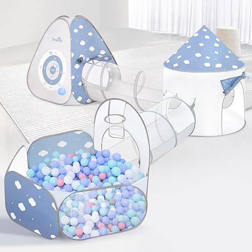 Miniatura 7 de Dreamon Tienda de campaña 5 en 1 para niños con túnel, tienda de campaña desplegable con hoyos de bolas para niños pequeños, túnel plegable para