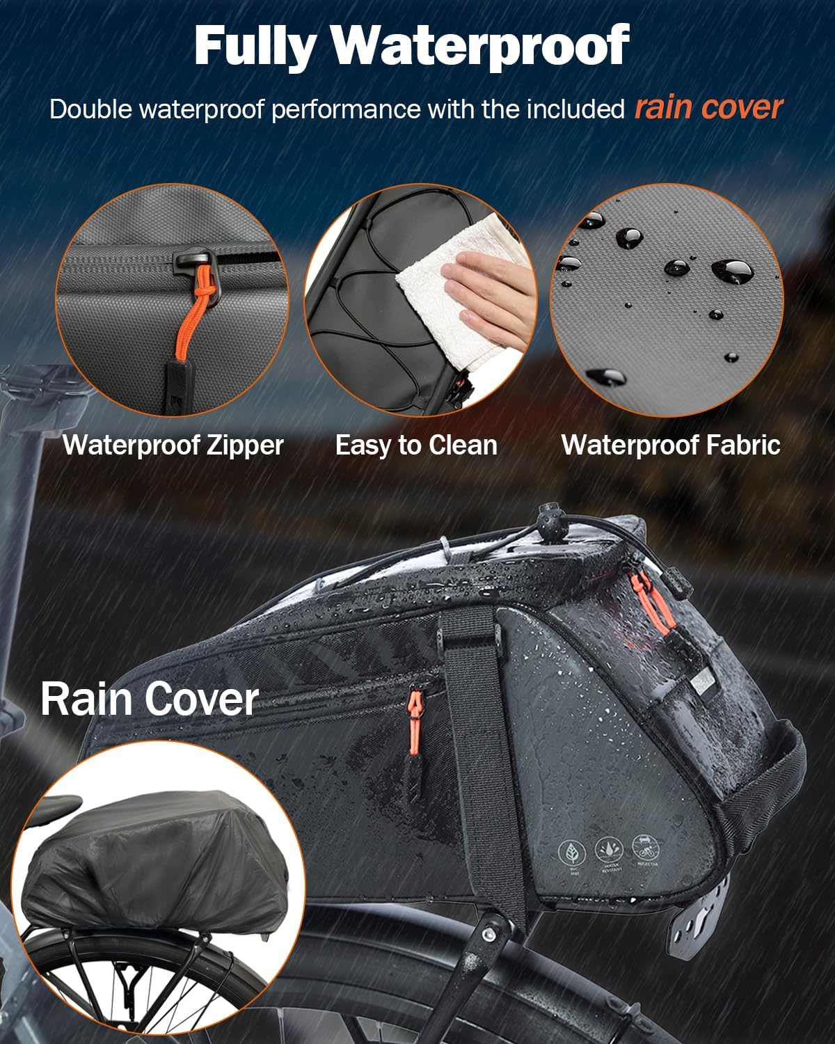 Set of Bike Seat Bag and Bike Rear Rack Bag