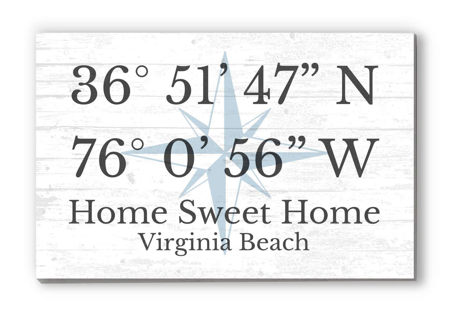 Personalized Family Sign with Compass Rose Name and Latitude