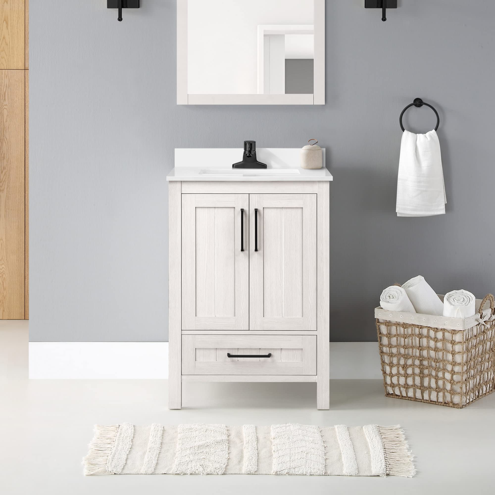 Ove Decors Kansas Single Sink Bathroom Vanity, 24 in, Antique White