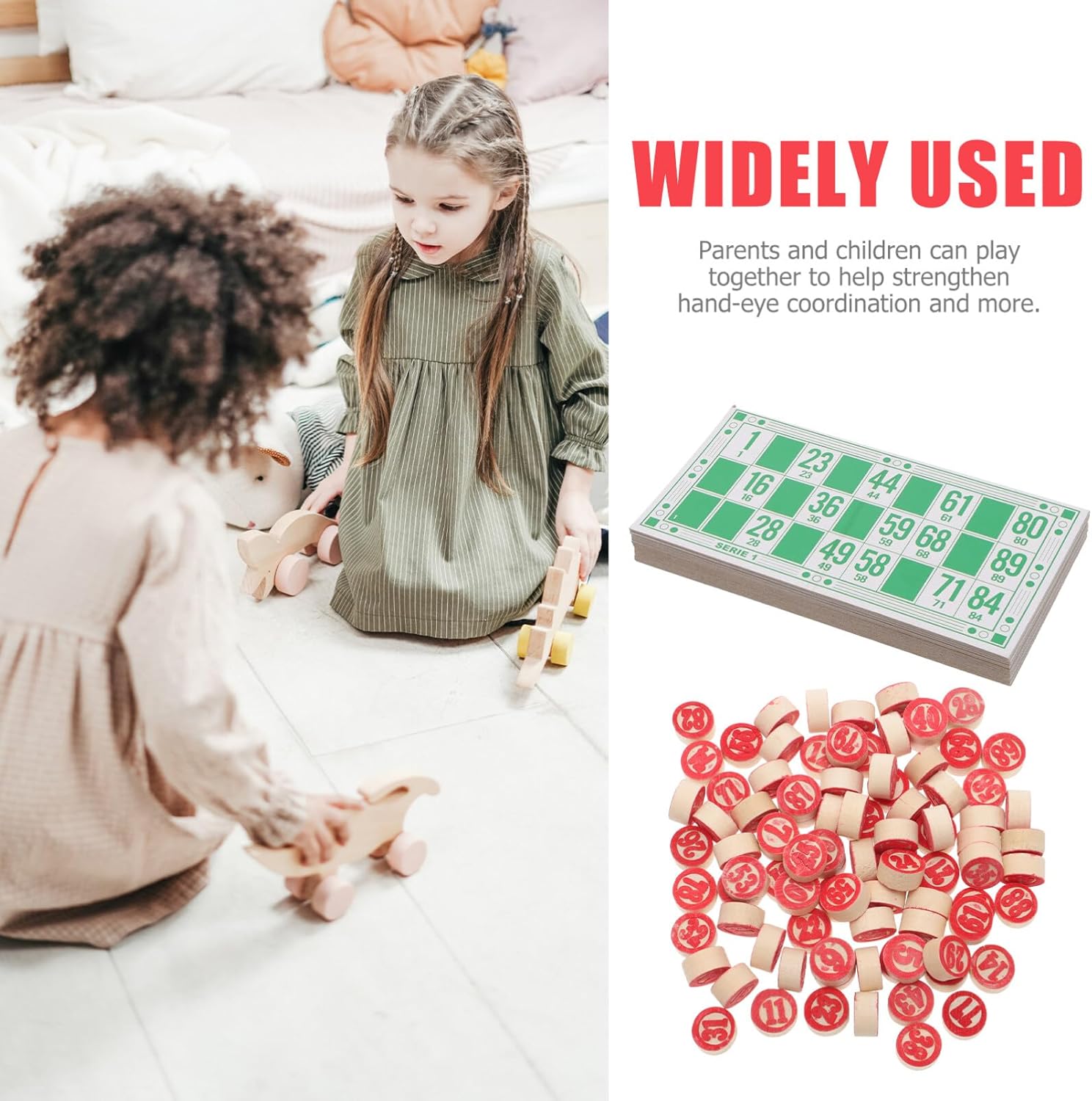 Toyvian Russian Lottos Game Bingo Game Set, Travel Bingo Set Russian Chess Toy Kit Wooden Travel Board s with Bingo Chips Cards and Boards (Pack of 2)
