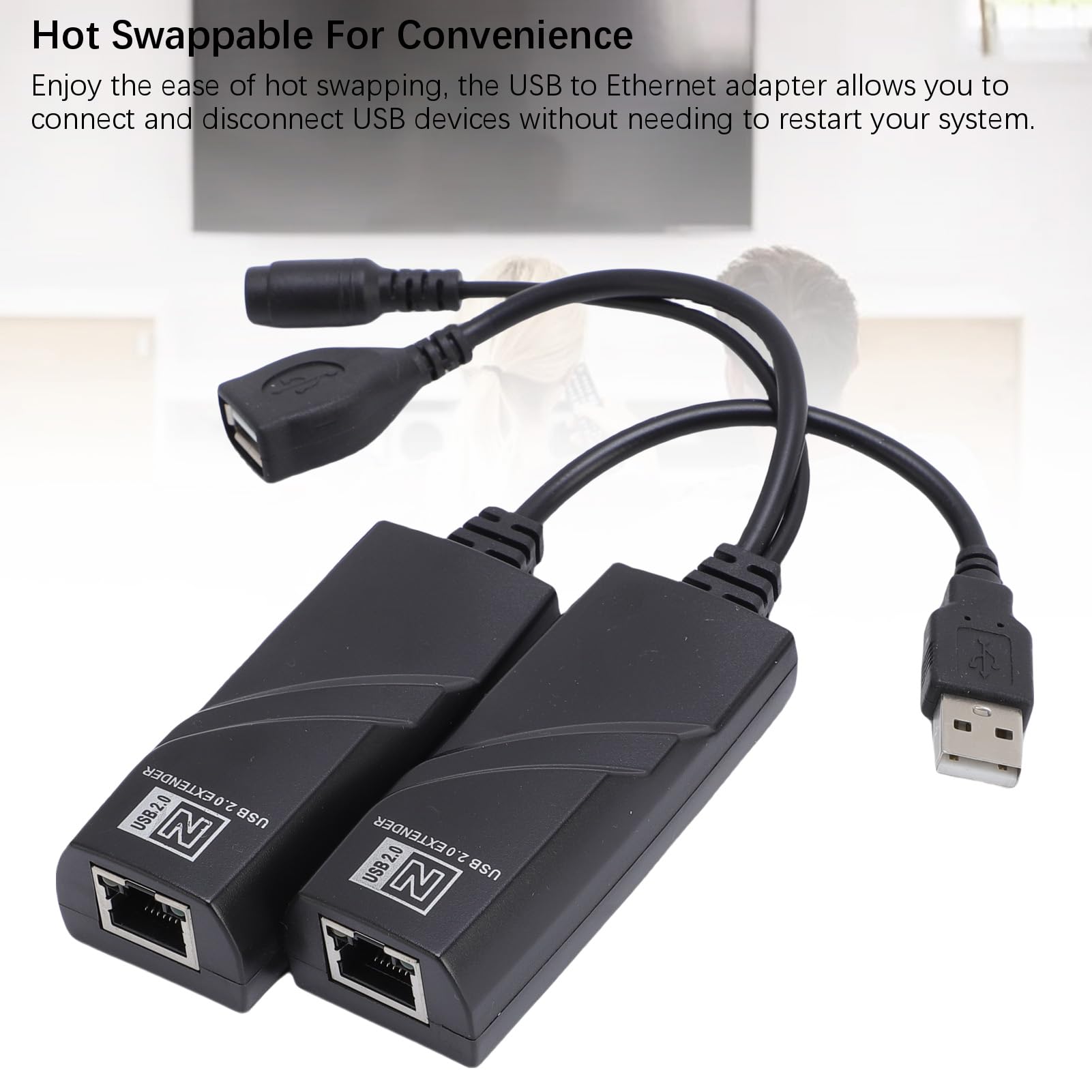 Annadue Extensor USB, Distancia de Transferencia de 100 M Estable Cat5 Cat5e Cat6 Conexión de Cable de Red USB Al Adaptador Ethernet, con Intercambio en Caliente para (Enchufe de la UE)