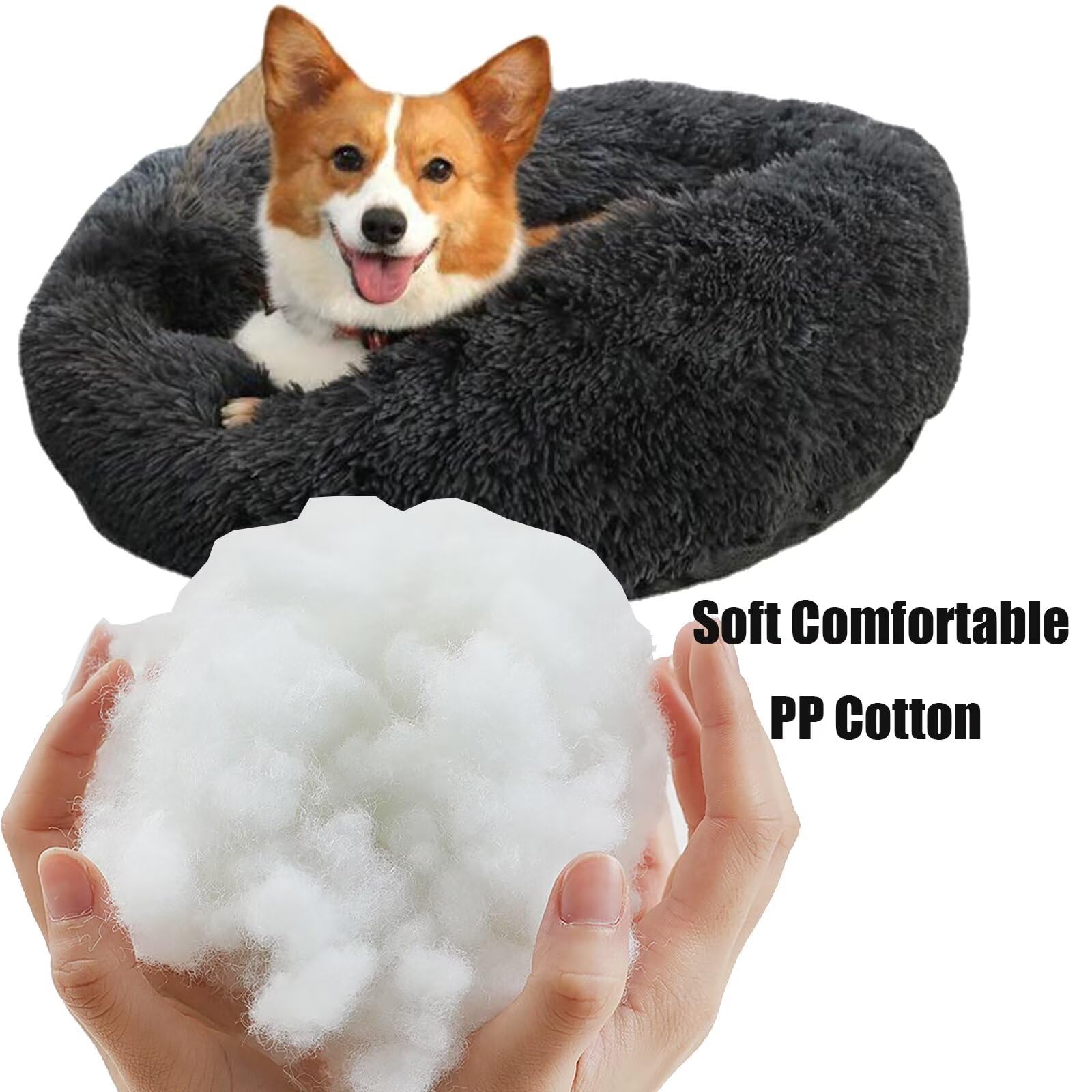 Cama para perros Cama para mascotas suave perro cuna de Donut Cama nido de peluche redonda para gato y perro 90 x 90 x 20 cm verde