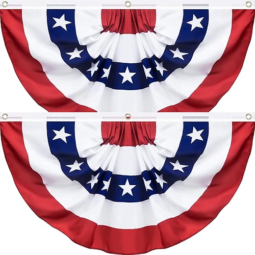 SURCVIO Paquete de 6 banderas plisadas de Estados Unidos, bandera patriótica de 1.5 x 3 pies, bandera de Estados Unidos, decoración patriótica de