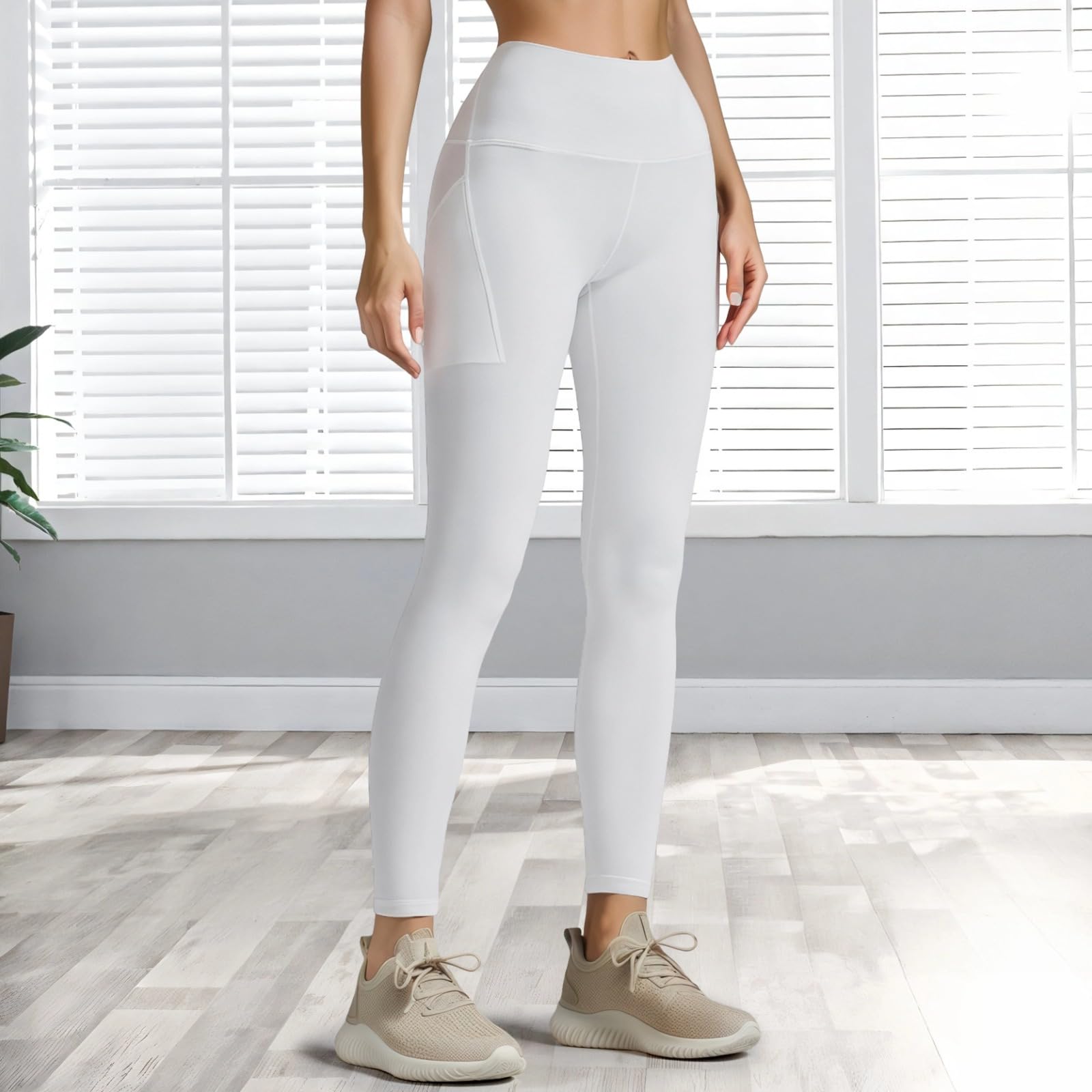 Białe legginsy do jogi, bezszwowe spodnie treningowe z wysokim stanem dla kobiet, rozciągliwe, wygodne i wspierające, biały, 3XL