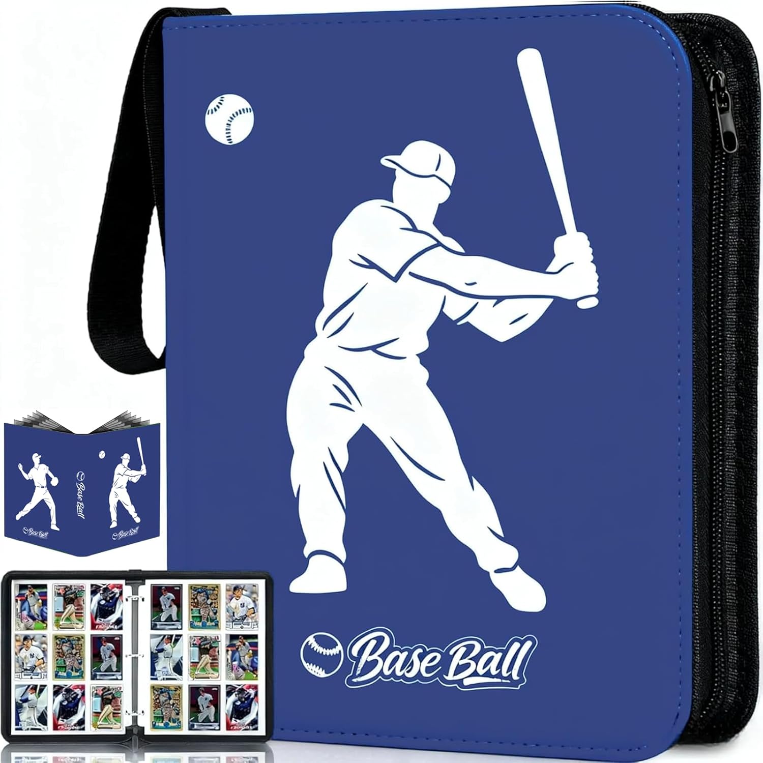 Baseball Card Binder,50 Removable Sleeves,2Pack 900 Pockets Large Capacity Trading Card Album for Sports Collectors | Durable Zipper & Wrist Strap Design | 2025 Edition Style